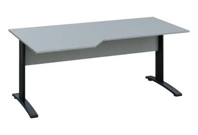 EZK 28 - 186 stůl kancelářský, rohový, levý, kovová podnož černá, deska 25 mm, široký 1800 mm, šedá